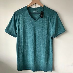 Express Jacquard V neck short sleeve T shirt